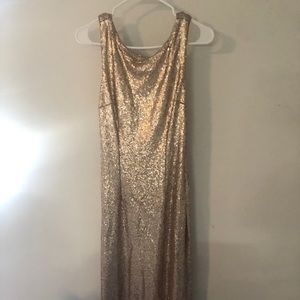 Lulu’s Slink and Wink Matte Rose Gold Sequin Maxi Dress Size M
